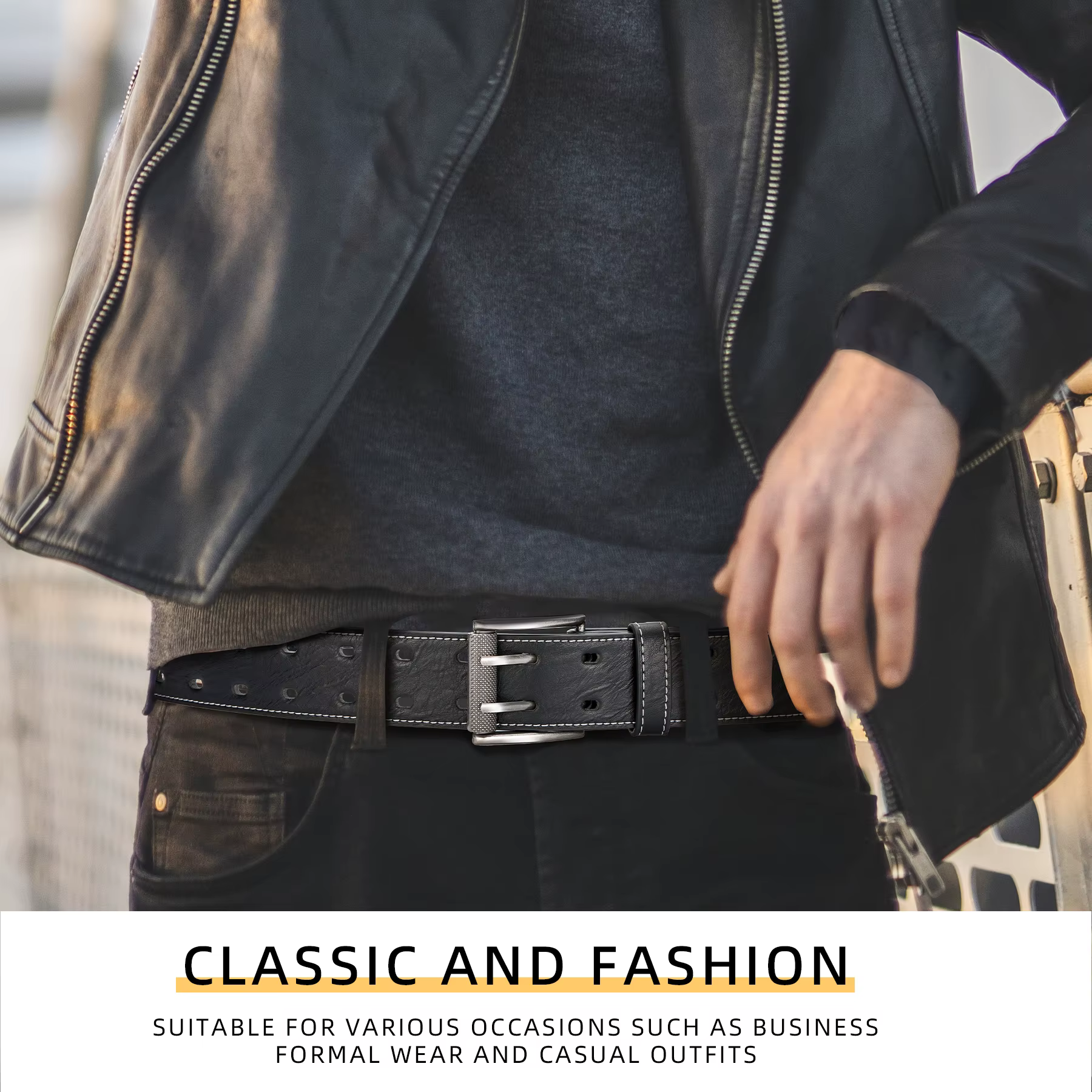 Ceinture classique à Double broche pour hommes