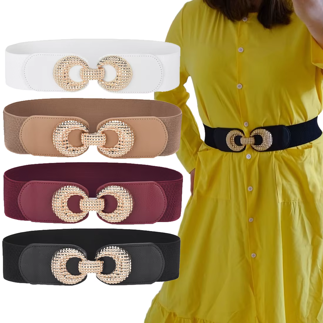 Large ceinture de robe élastique grande taille pour femmes ceintures