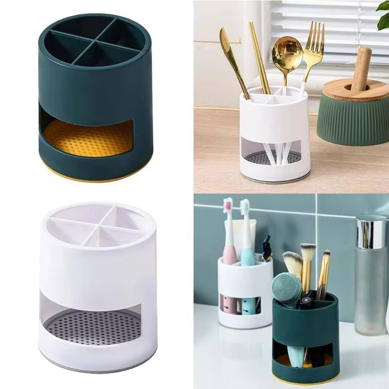 Support de brosses à dents pour salle de bain, porte-gobelet, porte-cassette, trou de drainage, accessoires de salle de bain, étagère de rangement en plastique