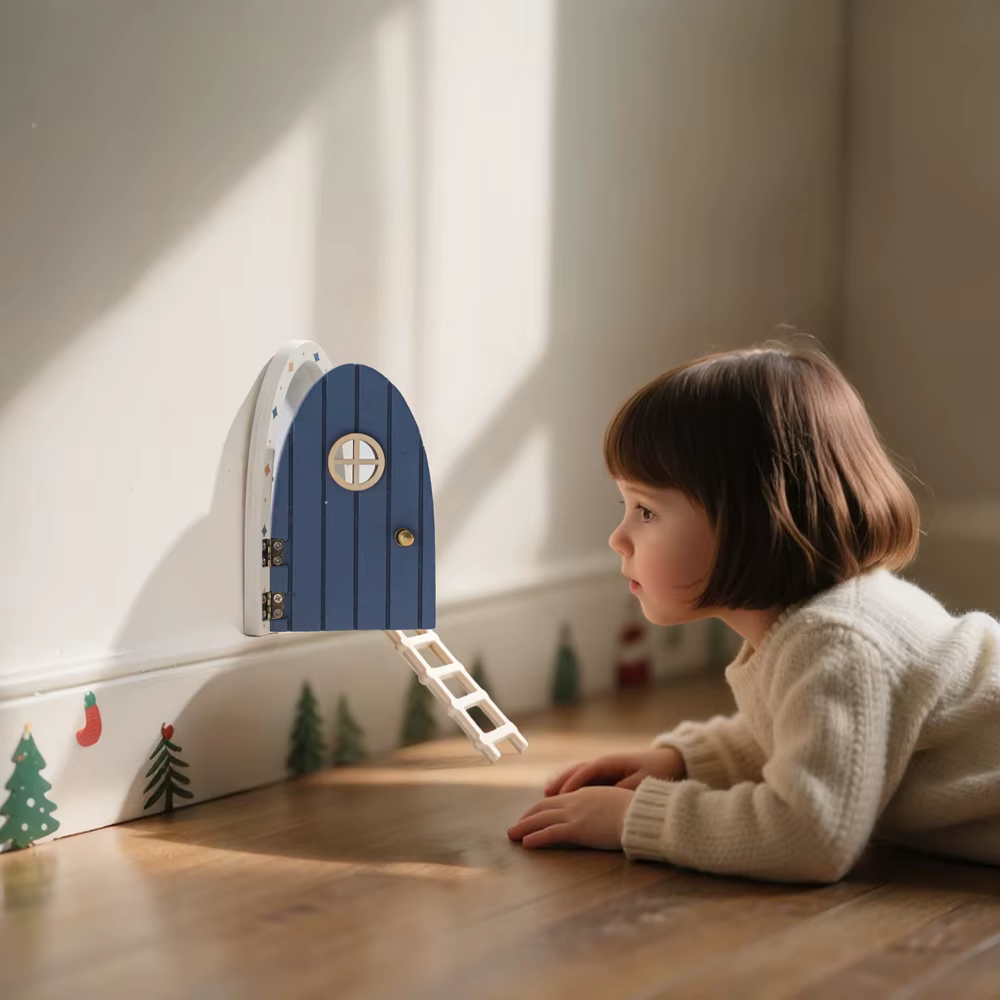 Décoration de porte d'elfe de dessin animé, maison de poupée, Mini décorations pour la maison, porte d'elfe féerique en bois, décoration de style féerique, ornements artisanaux