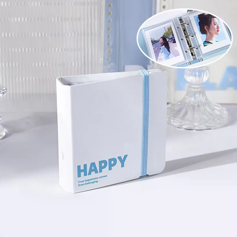 Porte-cartes photo tendance avec élastique, album de collection pour cartes d'idoles, classeur minimaliste pour mini cartes photo