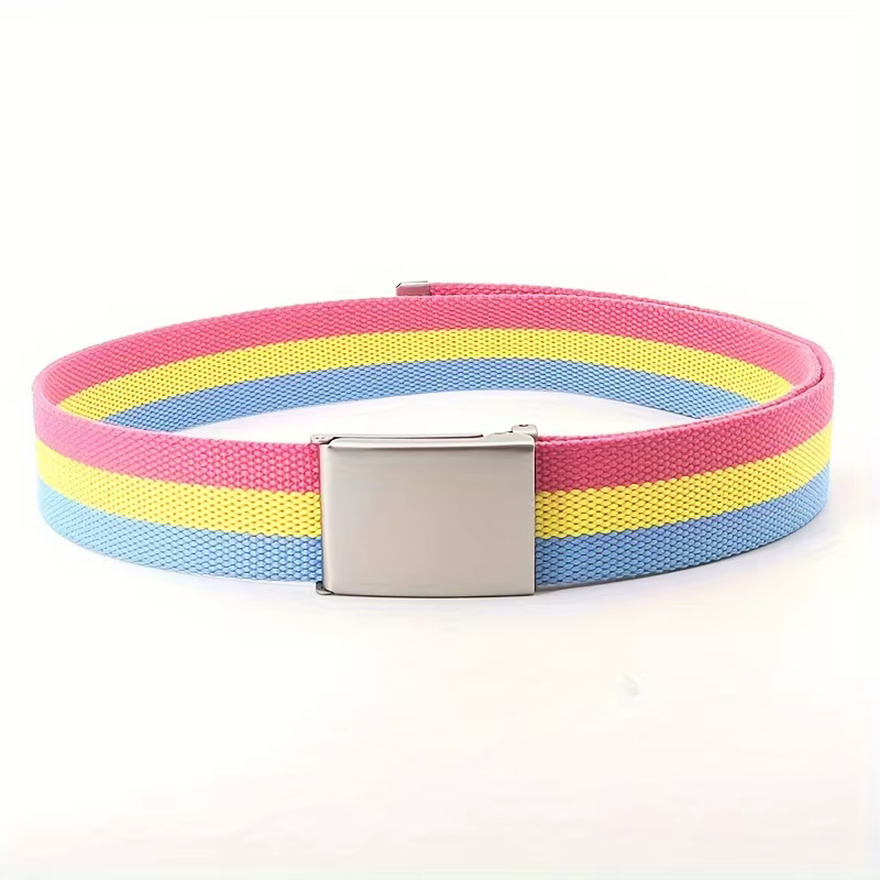 Ceinture en toile Rainbow Pride avec boucle carrée – Polyvalente et élégante pour les jeans