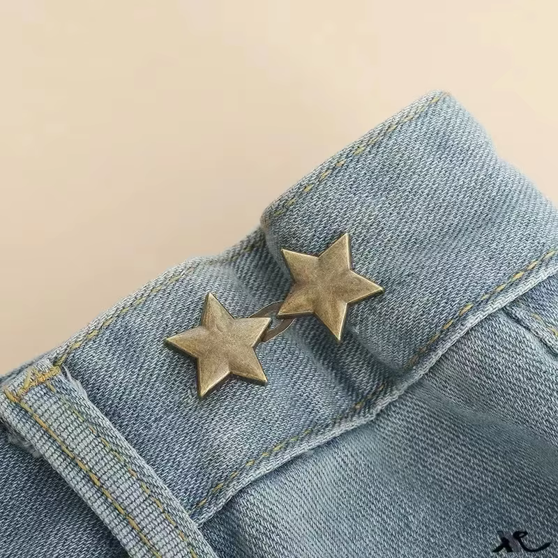 Ceinture Étoile Métallique Ajustable Invisible Sans Couture avec Boucle – Outil de Serrage de Taille pour Jeans – Accessoire de Décoration de Luxe Tendance