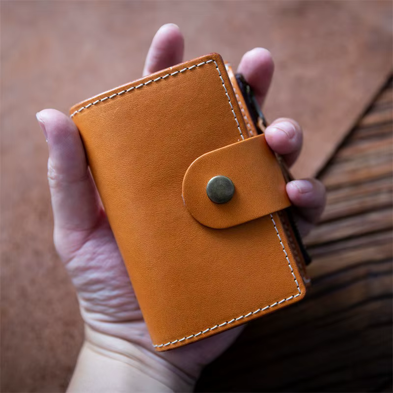 Zency – Mini portefeuille rétro en cuir de vache pour femmes