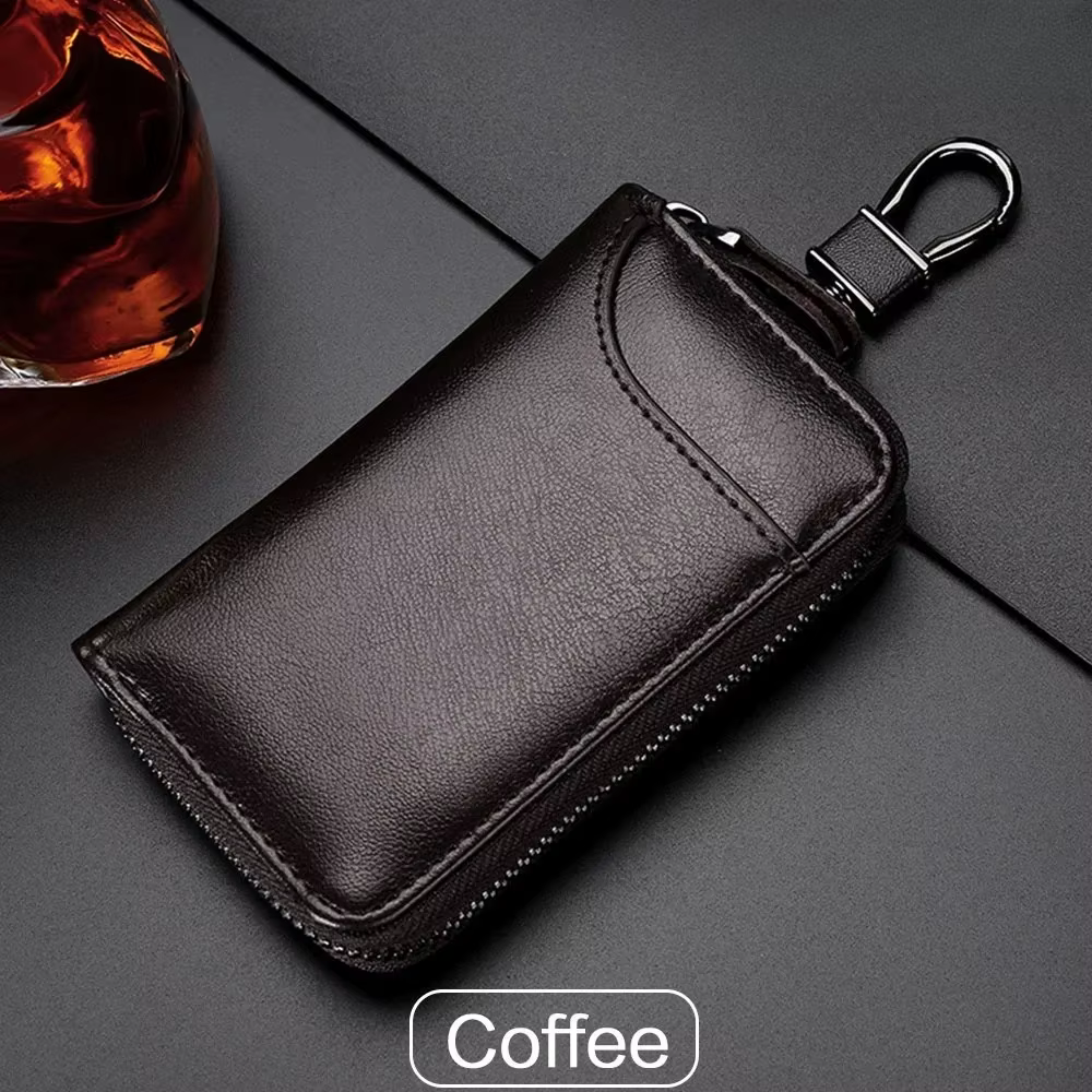 Porte-clés en cuir véritable unisexe