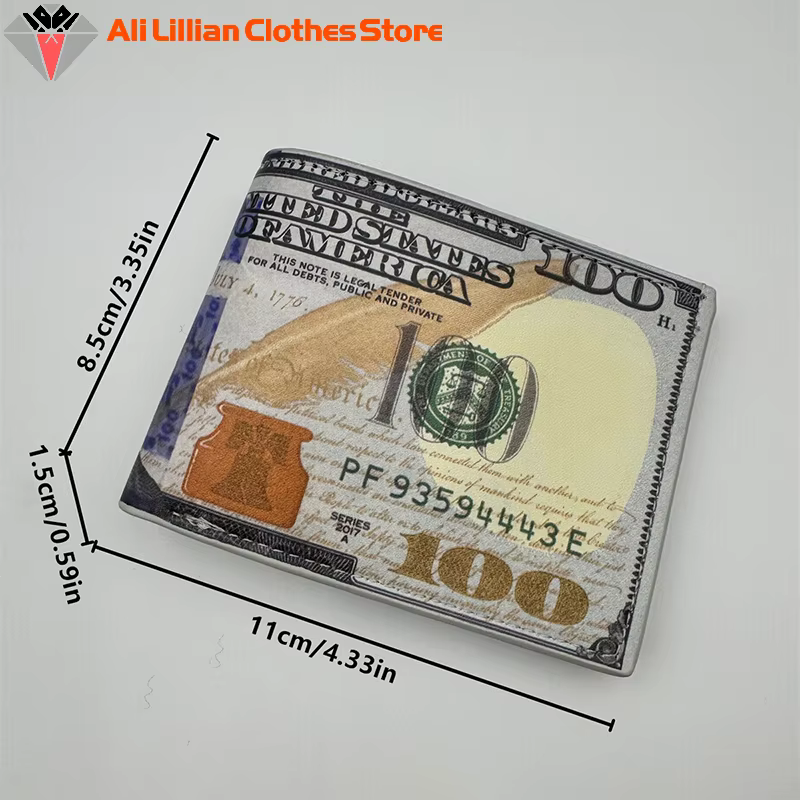 Portefeuilles pour hommes avec 100 dollars américains motif portefeuille drôle pour garçons enfants sac d'argent en cuir PU cadeau adolescents étudiants sac à main Monederos