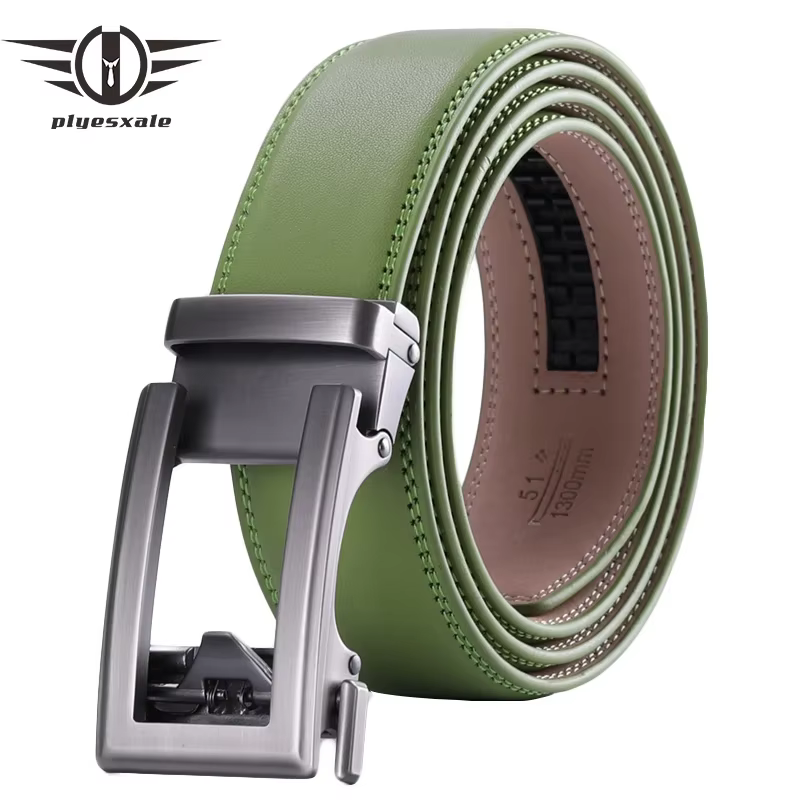 Marron café noir herbe vert hommes Ceinture automatique cliquet boucle marque de luxe en cuir véritable