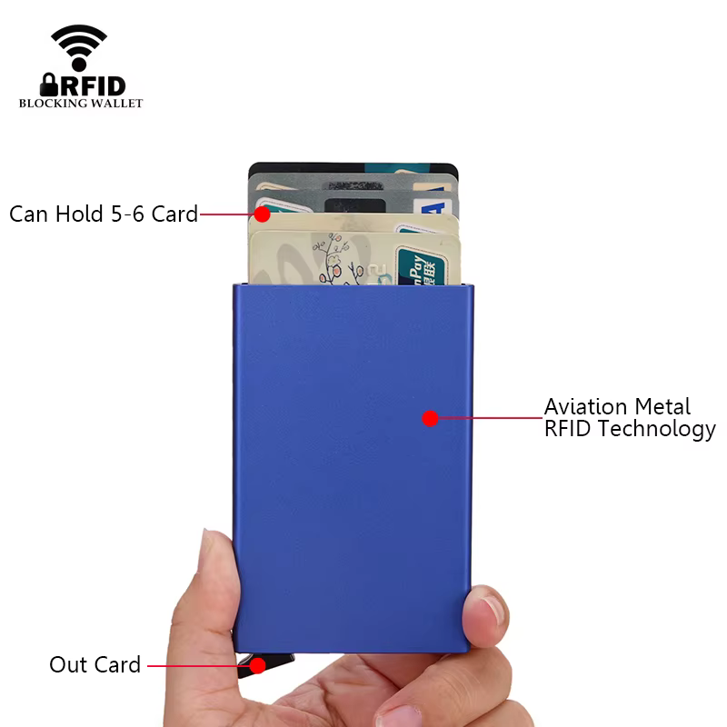 Rfid-Portefeuille Intelligent Porte-Cartes en Métal Mince et Mince