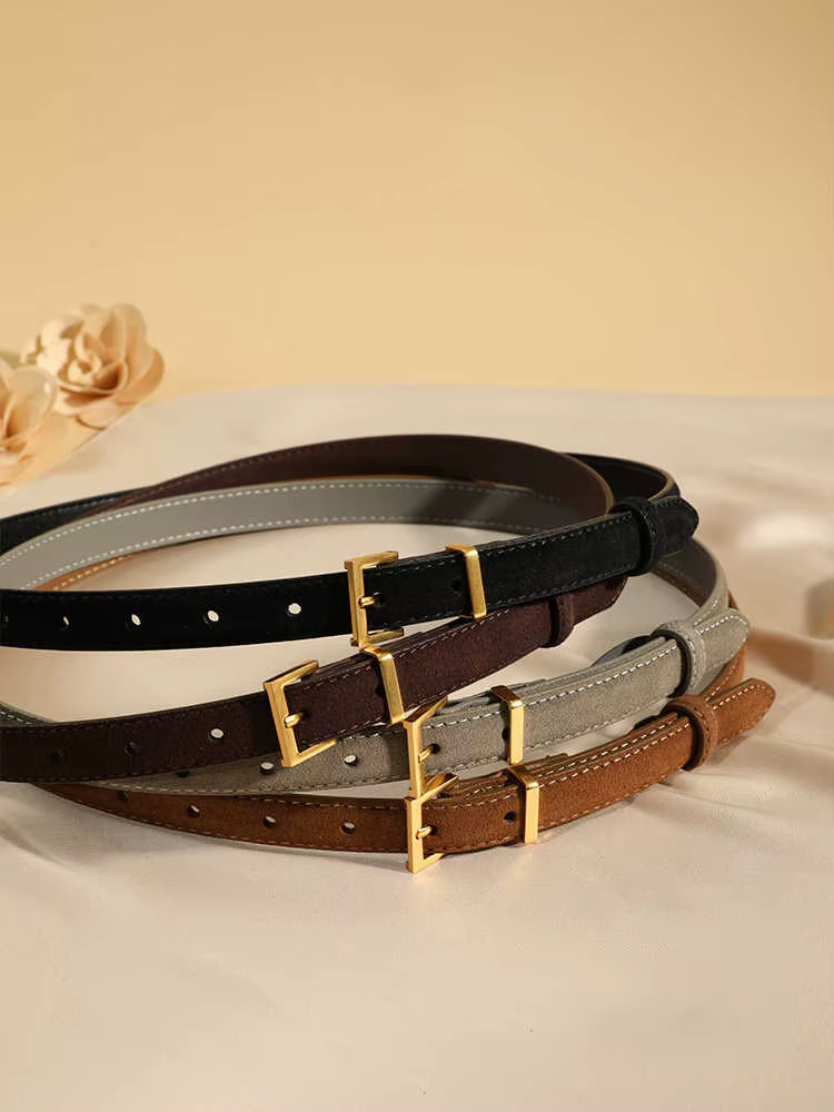 Ceinture en cuir suédé pour femmes avec boucle en métal