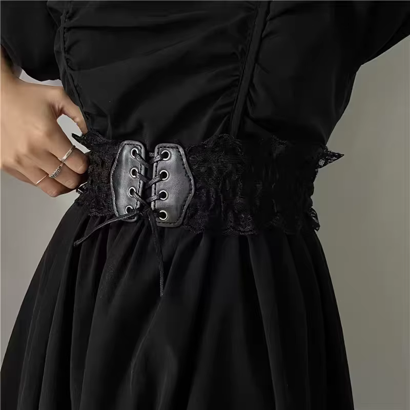 Ceinture élastique en dentelle rétro pour femmes