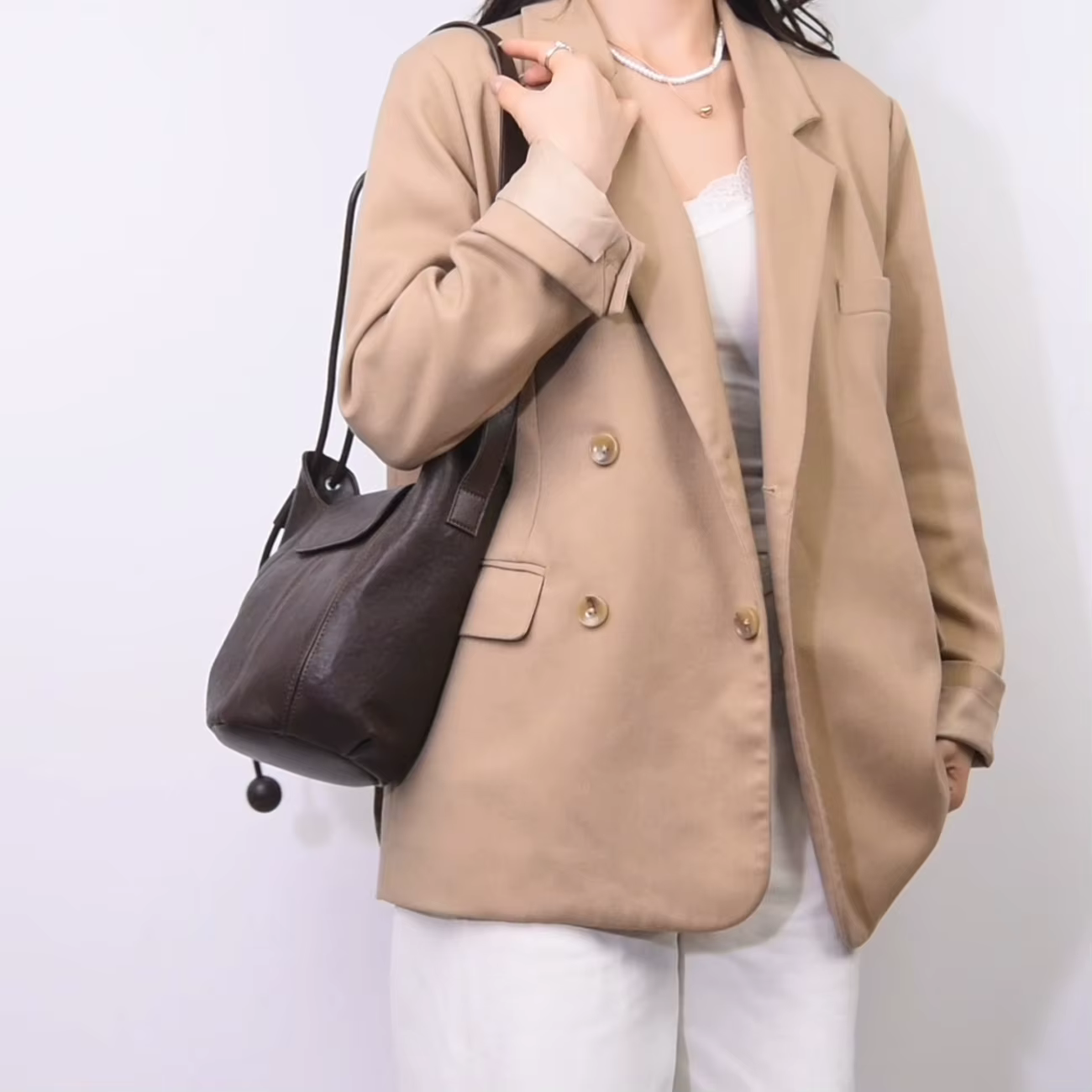 Sac bandoulière en cuir véritable pour femme