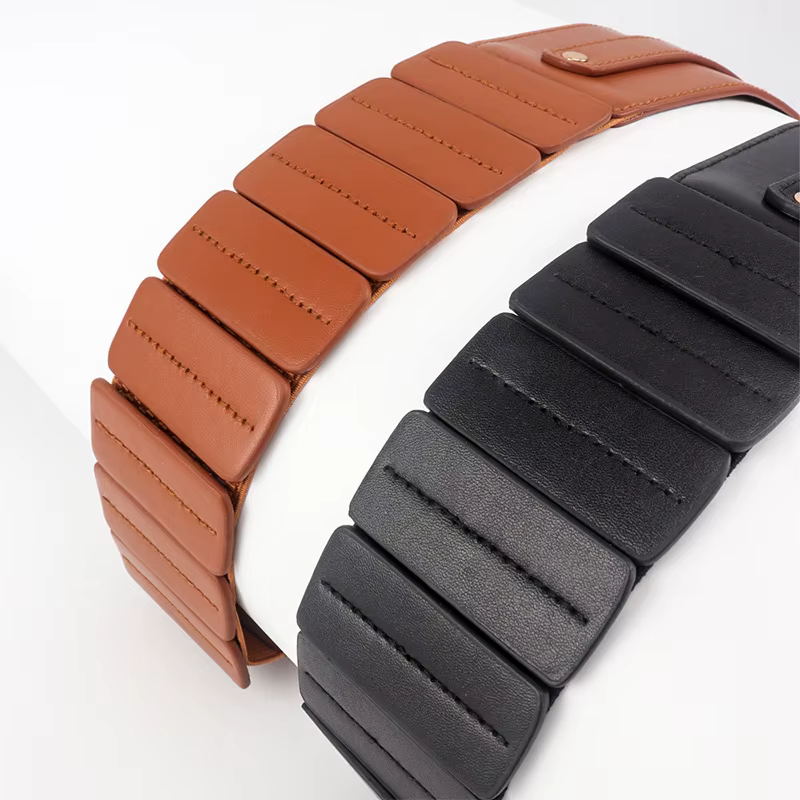 Ceinture Corset large en cuir PU pour femmes, couleur unie, rétro, élastique, slim, robe, manteau, bandage décoratif