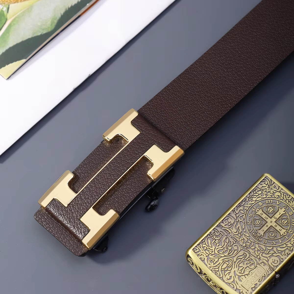 Ceinture de travail élégante pour homme avec boucle automatique en métal