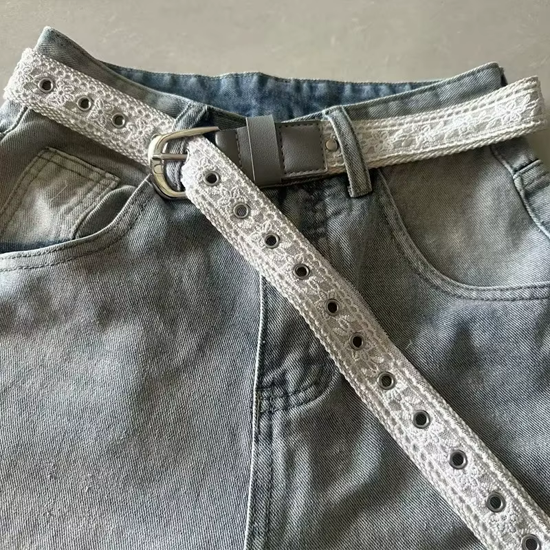 Ceinture en toile vintage avec dentelle pour femme