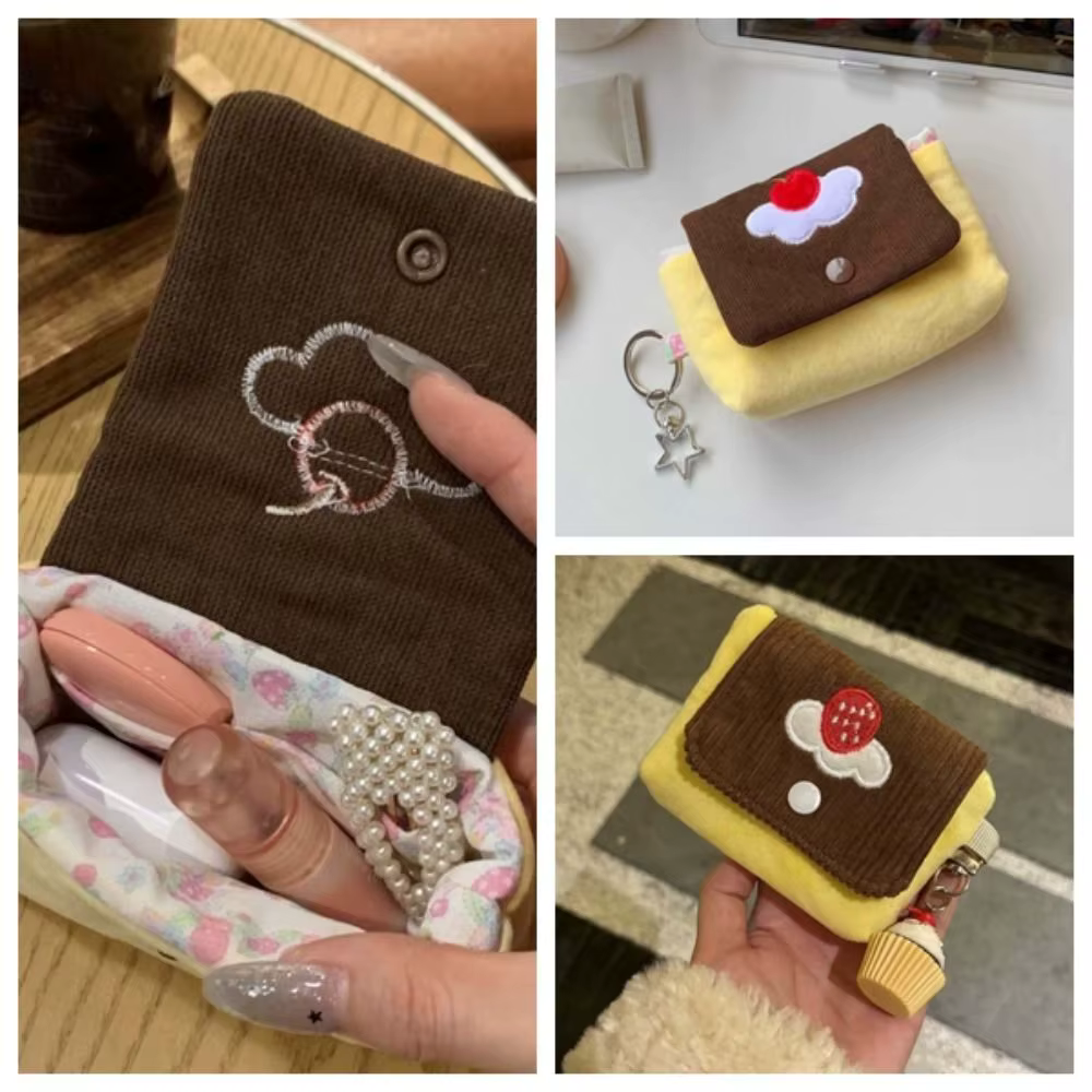 Porte-monnaie en velours doux au design Pudding de cerises