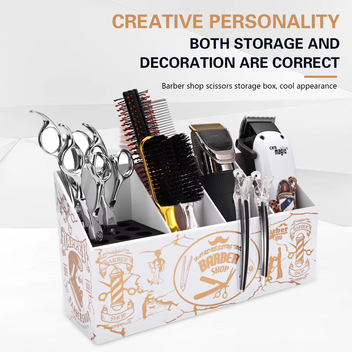 Support de barbier antidérapant multifonctionnel, peigne à cheveux, support de ciseaux, boîte à outils de coiffure, accessoires de salon de coiffure