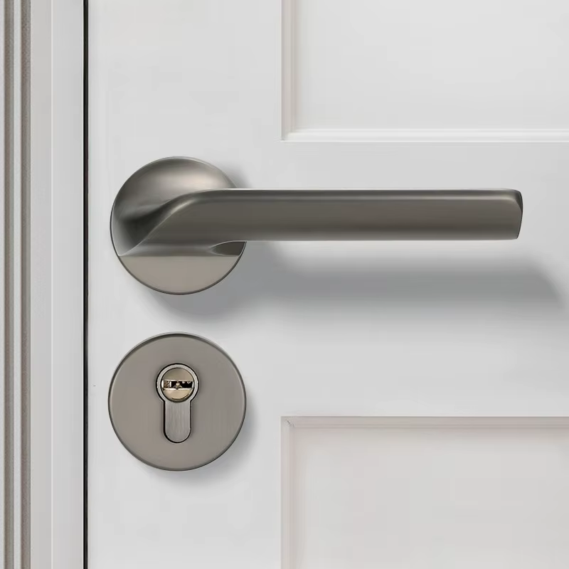 Serrure de porte de chambre moderne et minimaliste, silencieuse, pour intérieur, salle de bain, en bois, ensemble complet
