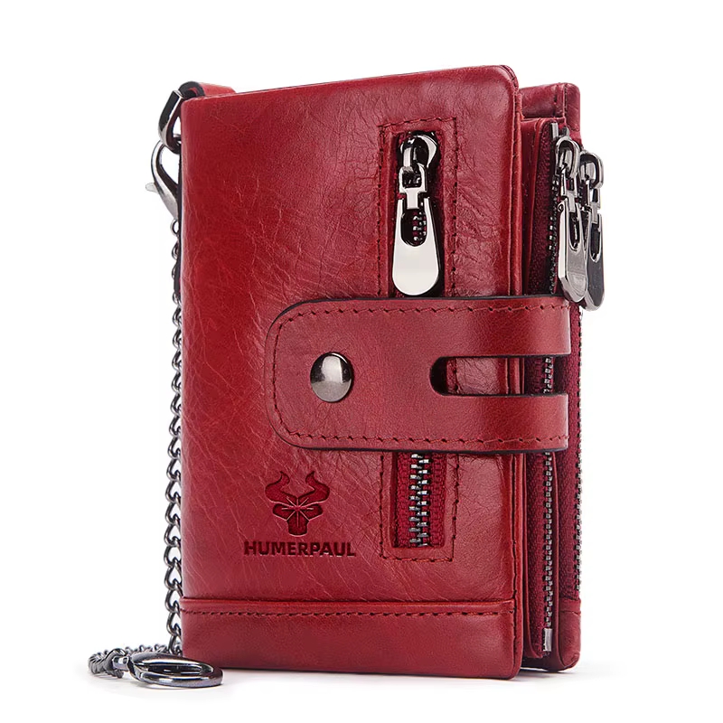 GZCZ-Portefeuille en cuir véritable pour homme, poche à monnaie zippée, porte-cartes, super valeur, sac à main court, RFID, 100%