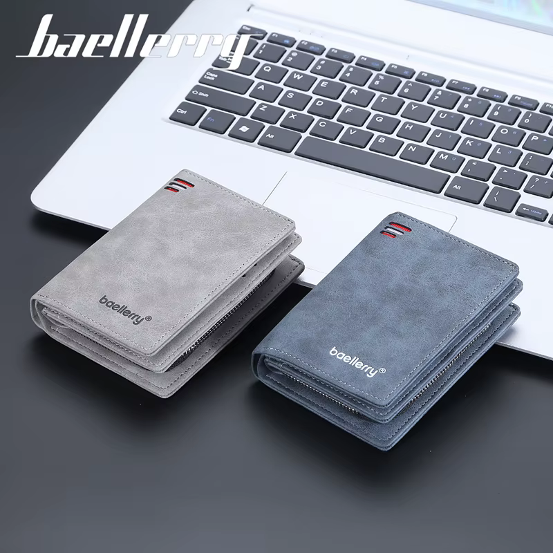 Baellerry nouveaux hommes portefeuilles de haute qualité marque porte-carte court mâle sacs à main fermeture éclair