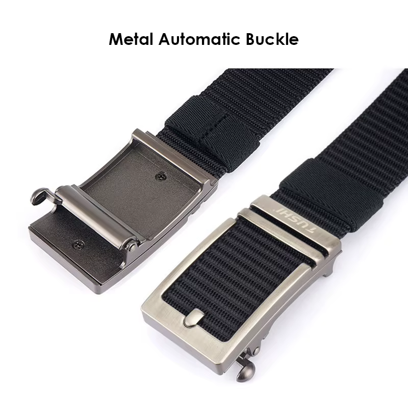 KOLBER Ceinture Décontractée Épaisse Pour Hommes Métal Boucle Automatique Souple Véritable Nylon