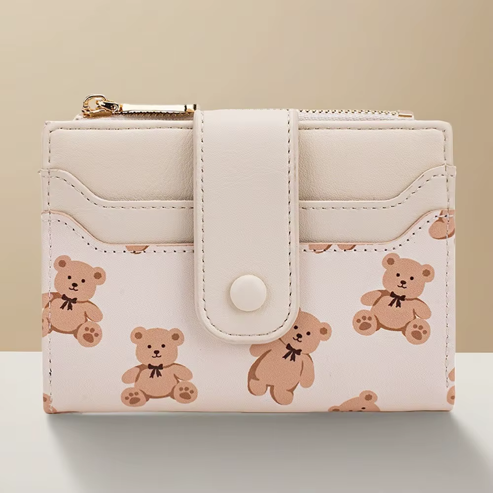 Nouveau portefeuille pour femme – Sac à cartes court en cuir PU avec 4 emplacements et poche pour pièces de monnaie (cadeau léger)