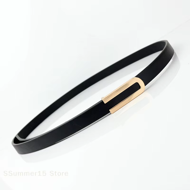 Ceintures pour femmes, ceinture fine en cuir PU avec boucle minimaliste