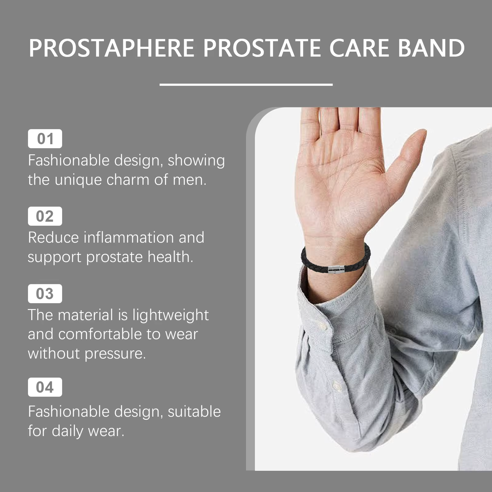 Bracelet porte-bonheur pour homme, aide à soulager l'inconfort, améliore le métabolisme, favorise la santé de la prostate, bracelet de soin quotidien