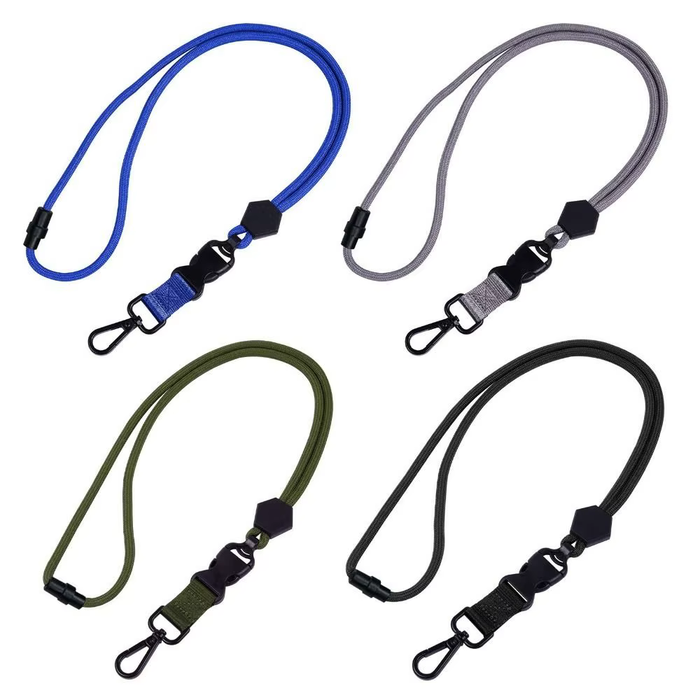 Collier Solide en Métal et Polyester pour Homme et Femme, Corde d'Identification, Danemark ge Réglable, Lanière, Porte-clés