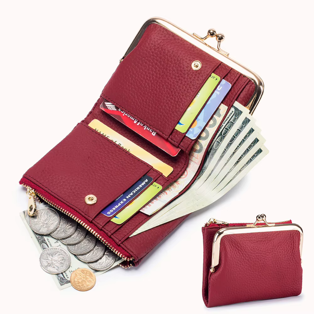 Portefeuille en cuir véritable Kd'appareils Lock pour femme