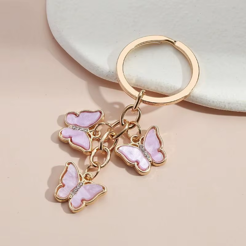 Porte-clés papillon en biscuits exquis pour femme, porte-clés insectes en émail mignon, pendentif pour sac à main, ornements, cadeaux pour amis
