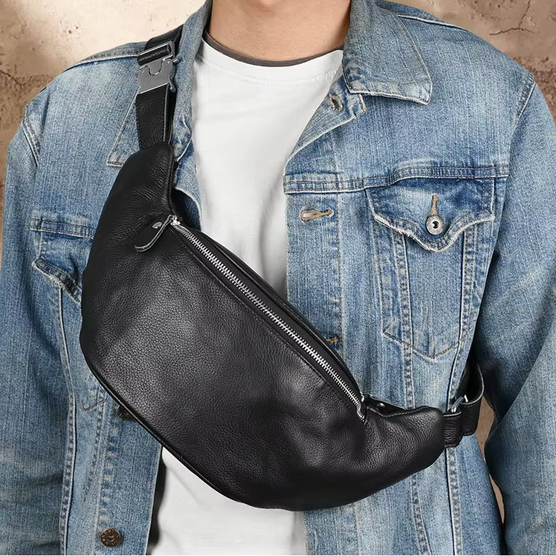 Sacs de taille en cuir véritable pour hommes