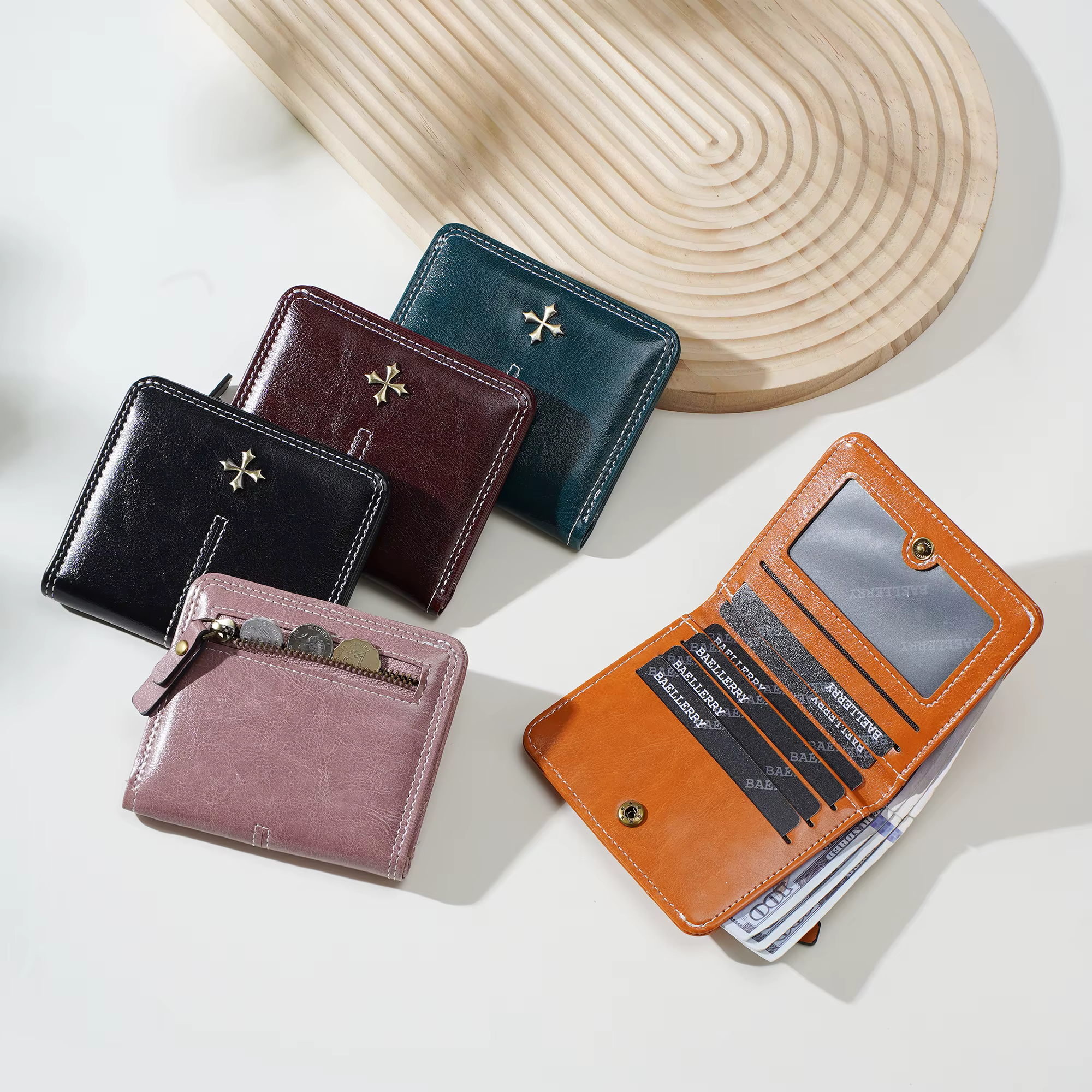 1 portefeuille ultra-fin pour femme