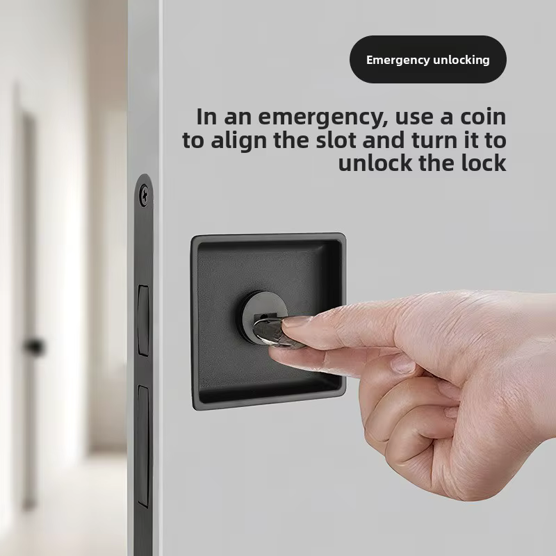 Poche invisible, serrure de porte coulissante de chambre à coucher, serrure de porte mobile, porte en bois de cuisine et de salle de bains, serrure de poignée de porte intégrée