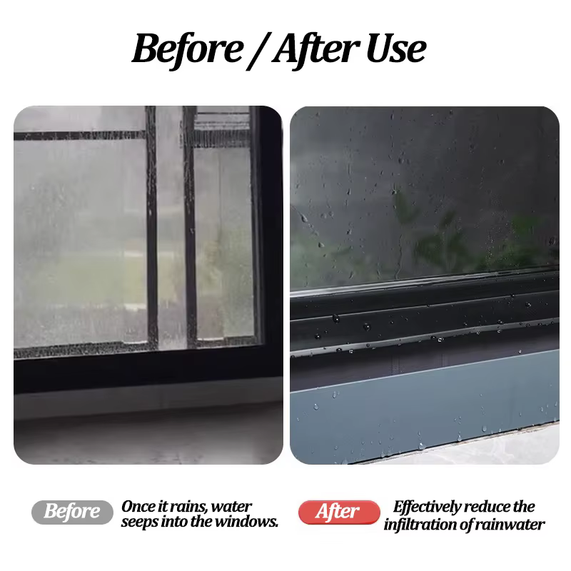 Barre de blocage d'eau pour fenêtre de maison, 1m, fenêtre coulissante, bande d'étanchéité contre la pluie, isolation de balcon, bande d'étanchéité coupe-vent, panneau clignotant