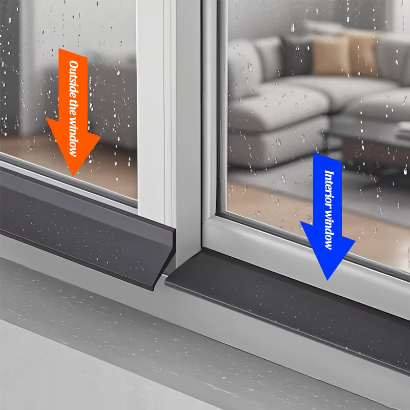 Barre de blocage d'eau pour fenêtre de maison, 1m, fenêtre coulissante, bande d'étanchéité contre la pluie, isolation de balcon, bande d'étanchéité coupe-vent, panneau clignotant