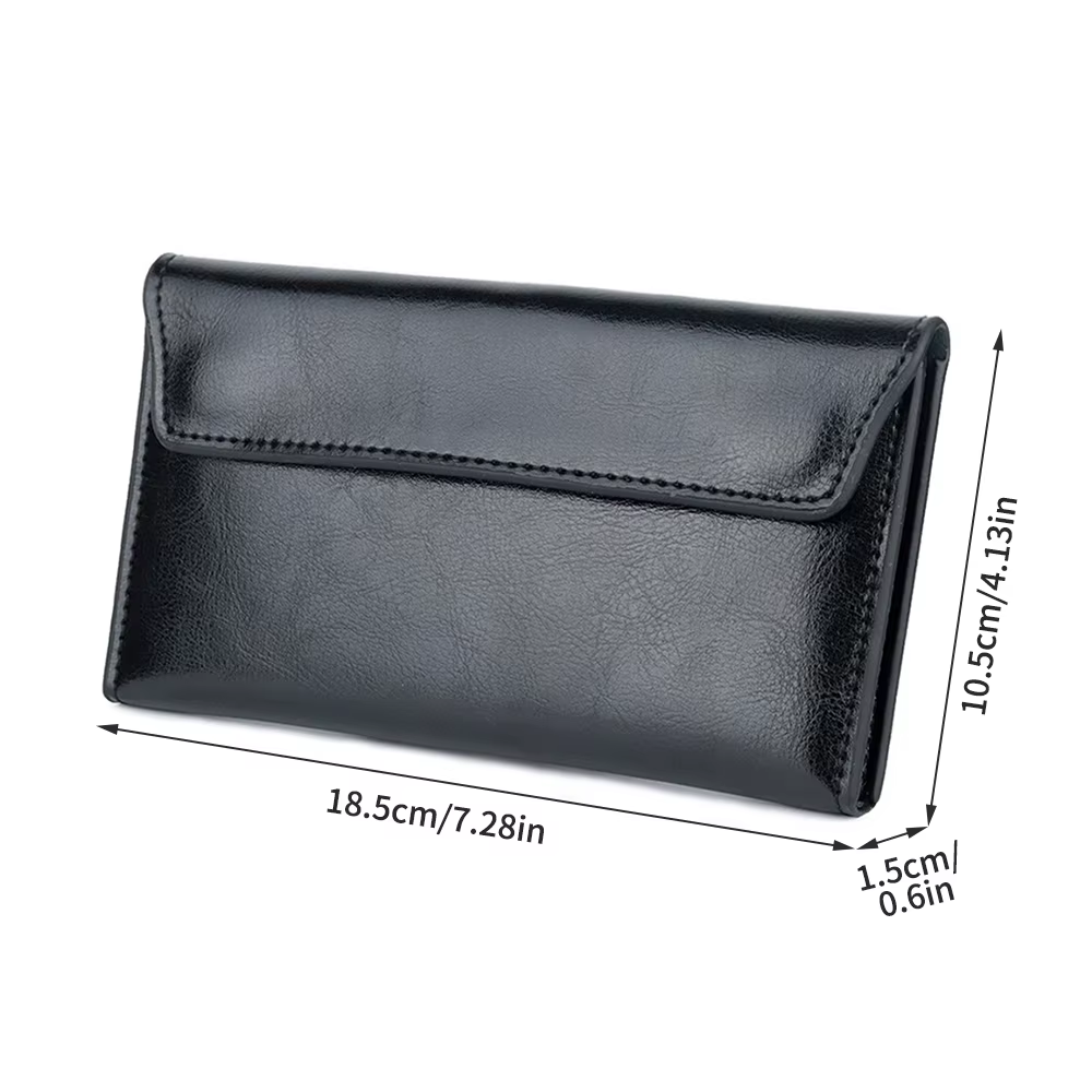 Portefeuille long ultra-fin en cuir de grande capacité