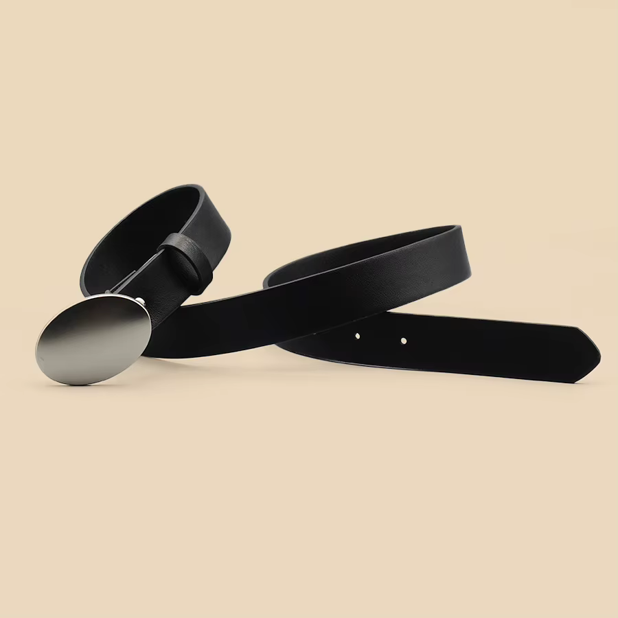 Ceinture ovale à boucle en métal lisse