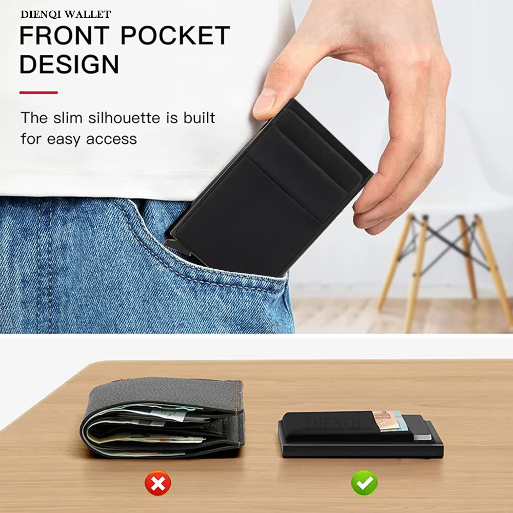 Rfid portefeuille intelligent porte-carte en métal mince