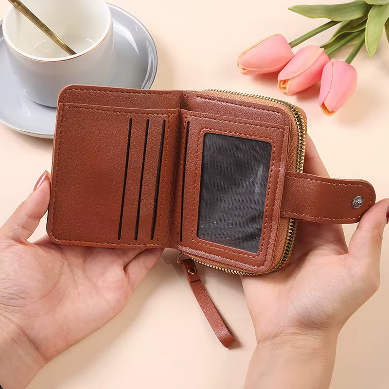 Nouveau portefeuille court zippé pour femme