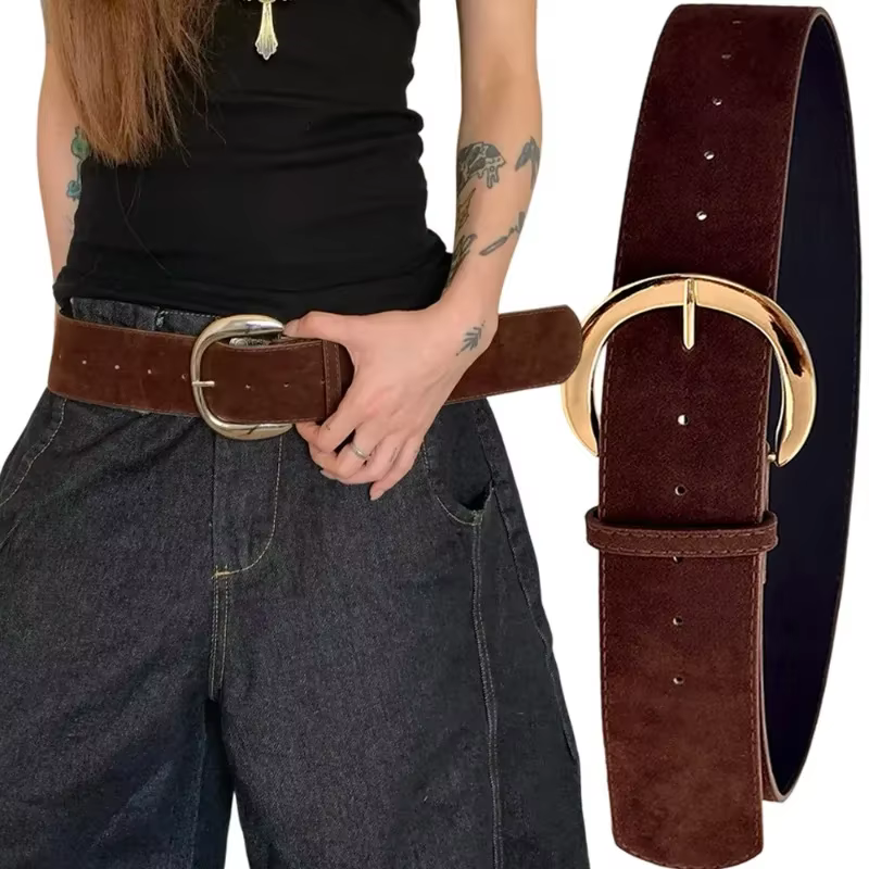 Large ceinture en cuir suédé femmes Chamois
