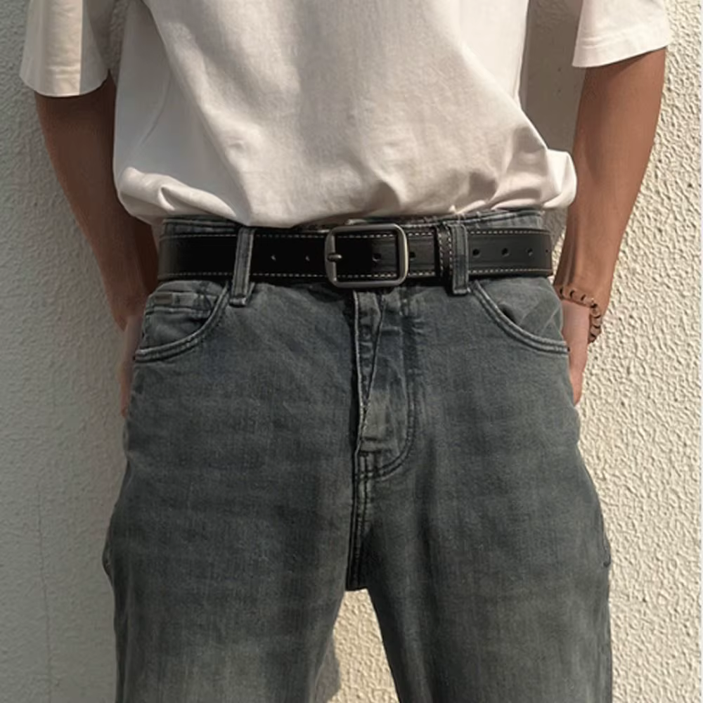 Ceinture en cuir pour hommes boucle ardillon jean
