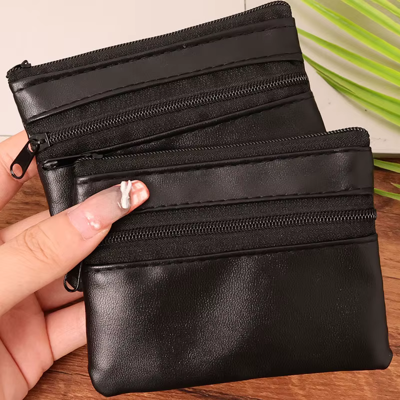 Porte-monnaie en cuir PU pour femmes et hommes, petit sac portefeuille