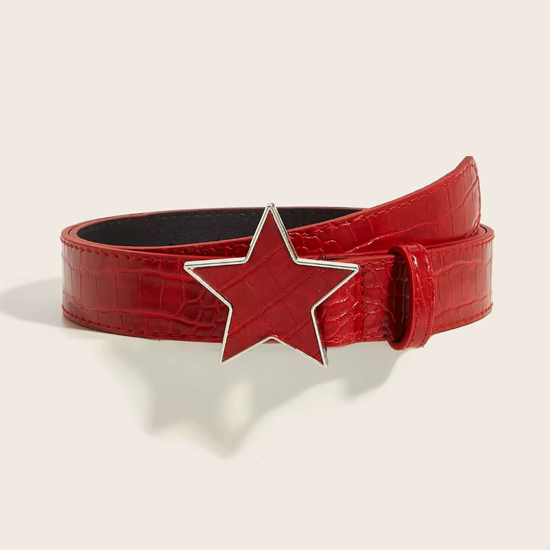 Étoiles rouges nouvelles dames ceinture mode personnalité Rivets Punk jean accessoires polyvalent décontracté étudiant