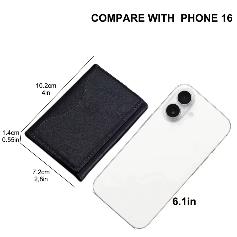 Porte-cartes en cuir PU Magsafe pour hommes et femmes - Portefeuille magnétique élégant pour téléphone 16/15/14/13/12 Pro Max Mini 