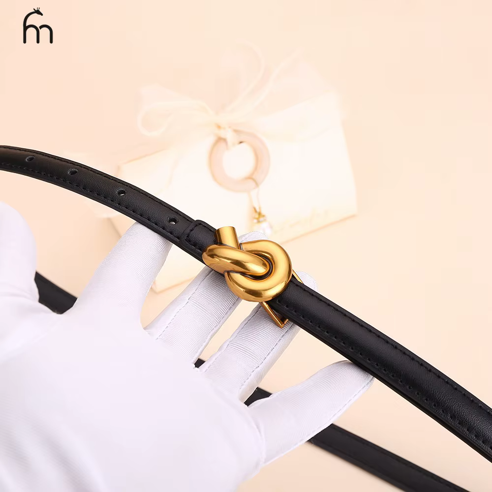 Ceinture à nœud en cuir véritable pour femmes