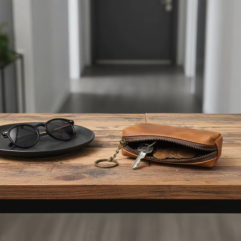 Porte-monnaie vintage avec fermeture éclair, design rétro, pour cartes de crédit et clés, sac organisateur polyvalent
