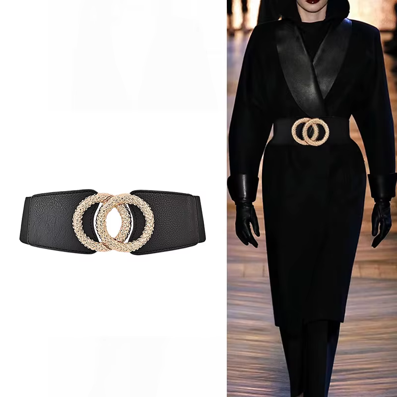 Ceinture Corset Large Élégante Grande Taille pour Femme, Ceinture de Luxe Haut de Gamme de Marque Tendance pour Femme, Ceinture Élastique de Créateur pour Femme