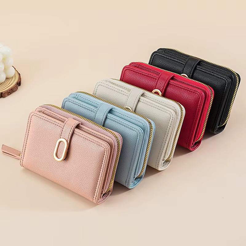Portefeuille femme avec poche à monnaie zippée sacs à main en cuir PU pour femmes portefeuilles