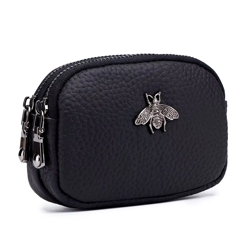 CICICUFF femmes porte-monnaie en cuir véritable femme Double fermeture éclair organisateur de voyage Mini pochette
