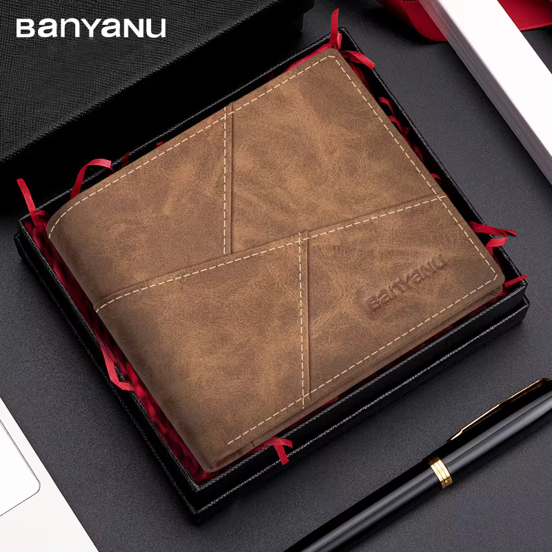 Portefeuille en cuir véritable pour homme